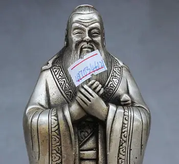 Kinijos Didžiojo Sidabro Garsus Filosofas KongZi Konfucijaus Statula, Skulptūra