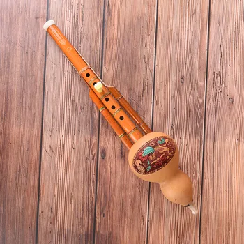 Kinijos Rankų Darbo Hulusi Rudos Spalvos Bambuko Moliūgas Cucurbit Fleita Etninės Muzikos Instrumentas, C Raktas Pradedantysis Muzikos Mėgėjams