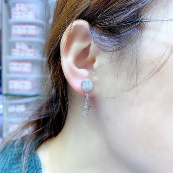 KJJEAXCMY Bauda papuošalai 925 sterlingas sidabro inkrustacijos Mosang diamond moterų auskarai populiari mergina ear stud Paramos bandymas