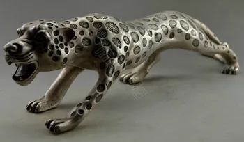 Kolekcines, Puošė Senojo Tibeto Sidabro Raižyti Didelis Leopard Statula Sodo Puošmena realių Žalvaris ŽALVARIS