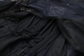 Korėjiečių Moterų Rudens Mados 2020 Naujas ilgomis Rankovėmis Svajinga Žvaigždėtas Dangus Kolekcija Super Didelis Hem Karšto Gręžimo Maxi Tinklelio Suknelė