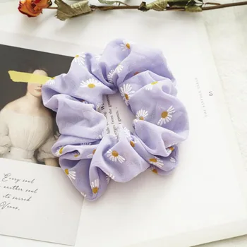 Korėjos Violetinė Grotelės Gėlių Siuvinėjimas Daisy Ju Siūlų Elastingas Plaukų Juostos Vasaros Plaukų Aksesuarai Moterims Merginų Galvos Apdangalai