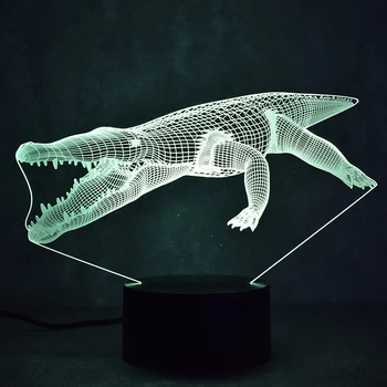 Krokodilas LED 3D Naktį Šviesos Vaikai Miegamojo Atmosferą Stalo Lempa USB 3D Bulbing Šviesos Usb Gyvūnų Naktį Šviesa, kūdikis Vaikai Gif