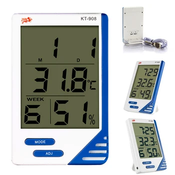 KT908 Didelis LCD Skaitmeninis Apšvietimas Termometras su Drėgmėmačiu Stalo Laikrodis Elektroninis Skaitmeninis Temperatūros, oro Drėgmės Matuoklis