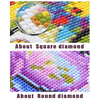 Kvadratiniu / apvalus deimantas 5D 