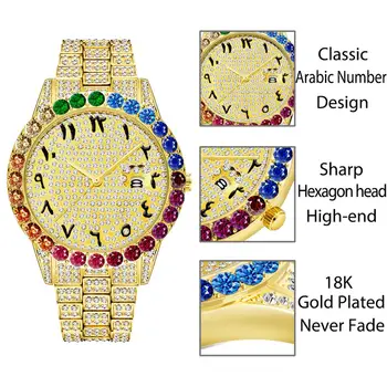 Kvarciniai Laikrodžių Vyrams MISSFOX Aukso Coloful Diamond Top Brand Prabanga Vandeniui Laikrodžiai Vyrų Dienos, Vyrų Laikrodžiai Relogio Masculino