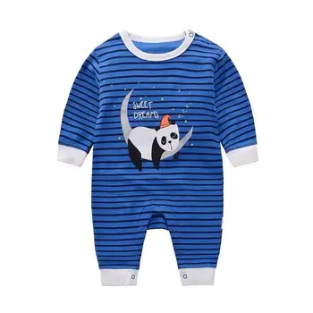 Kūdikis, berniukas animaciją Rompers panda mėlyna juostele ilgomis Rankovėmis vientisas, Komplektai, naktiniai marškiniai, pižamos kūdikiams Onesies jumpsuit Kūdikių Berniukų Drabužiai