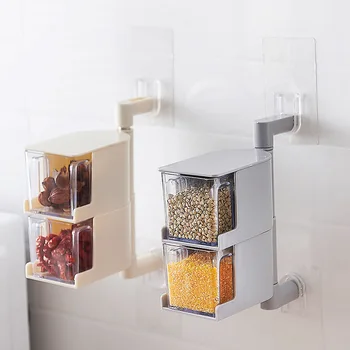 Kūrybinės Virtuvės talpinimo Be Nagų Sienos Kabo Pasukti Prieskonių Dėžutė Vertikalus Multi-layer Stalčių Tipo Prieskonių Bakas