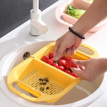 Kūrybos išardomi nutekėjimo krepšelį vaisių puodą plauti vaisius namų ūkių vaisių krepšelis plastiko daržovių krepšelis virtuvės kriauklė