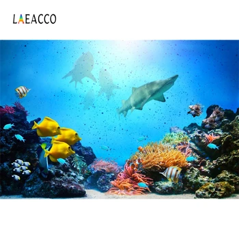 Laeacco Žuvų, Koralų, Jūrų Žvaigždė Ryklys Blizgesį Dugno Pasaulio Fotografijos Fonas Photozone Vinilo Foto Backdrops Fotostudija