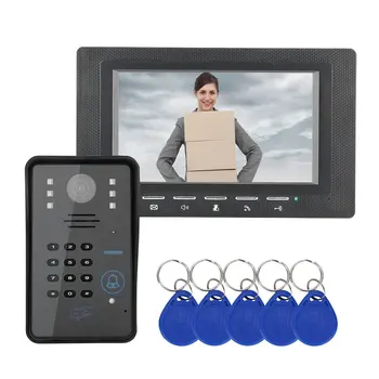Laidinio Vaizdo Duris Telefono Ryšio Doorbell Su infraraudonųjų SPINDULIŲ Kamera 7 colių RDA Slaptažodį Naktinio Matymo 1000 TV Linijos, Prieigos Kontrolės Sistema