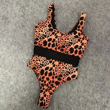 Leopardas spausdinti vientisi maudymosi kostiumėlį moterų tinklinio maudymosi kostiumą monokini maudymosi kostiumėliai moterims besimaudančių