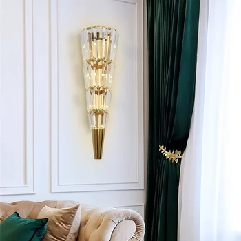 Luxury gold crystal sienos sconce už kambarį patalpų sienų šviestuvai, miegamojo naktiniai staleliai, lempa aplikacijos murale šviestuvas wandlamp