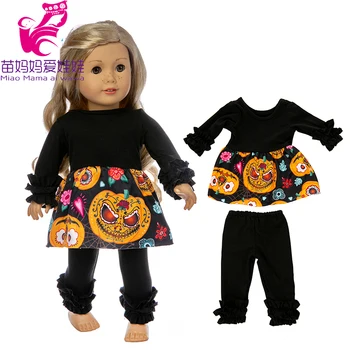 Lėlės drabužių Helovinas pajama nustatyti, tinka 43cm baby doll dėvėti 18 colių lėlės žiemos drabužių Kalėdų dovana