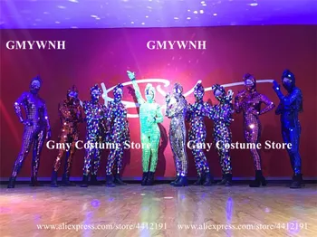 M54 Seksuali moteris Mozaikos etape kostiumai dj šokių šou nešioja aprengti dainininkas veiklos suknelės komplektus šalies kaukė veidrodis bodysuit