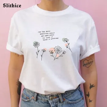 Mada marškinėliai Moterims Atsitiktinis Vasaros Gėlių Grafinis t-shirt Lady viršuje Balti marškiniai Streetwear mujer camisetas