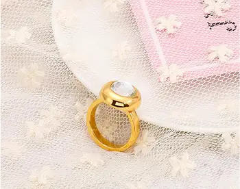 Mados bižuterijos geltonos aukso spalvos užpildyti didelis akmuo žiedas dizaino moterims