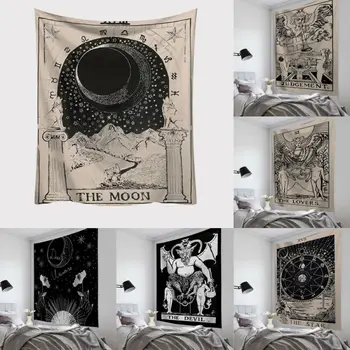 Mados Gobelenas Šviežias Stiliaus Tarrot Sun Moon Modelio Antklodę Mandala bohemijos Dekoratyvinis Hipių gobelenas Namų Dekoro Paplūdimio Kilimėlis