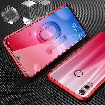 Magnetinio Adsorbcijos Telefoną Atveju Huawei Honor 10 Lite Grūdintas Stiklas Priekinio ir Galinio Stiklo, Metalo, Padengti Huawei P Smart 2019
