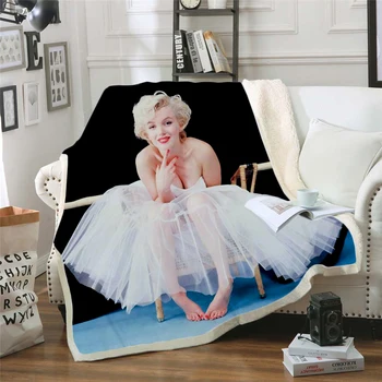 Marilyn Monroe 3d atspausdintas vilnos antklodė, Lovos Pėsčiųjų Iškylą Storio Antklodė Mados Lovatiesė Sherpa Mesti Antklodę stilius-7
