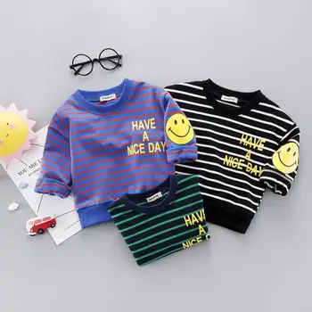 Medvilnės Vaikų marškinėliai 2020 Berniukas Mielas Animacinių filmų Laišką Long Sleeve T-shirt Viršūnes Rudenį ir Žiemą, Vaikų Berniukų marškinėliai