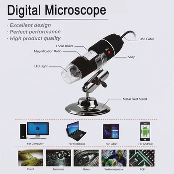 Mega Pikselių 500X 1000X 1600X 8 LED Skaitmeninį USB mikroskopą, skaitmeninis Microscopio didinamasis stiklas Elektroninių Stereo USB Endoskopą Fotoaparatas