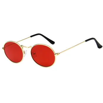 Metalinis Rėmas Mažas ovalo formos Akiniai nuo saulės Vyrams naujų dizainerių Mados Moterų Derliaus Saulės Akiniai 2018 populiarus akiniai juodos spalvos, ovalo formos akiniai FML