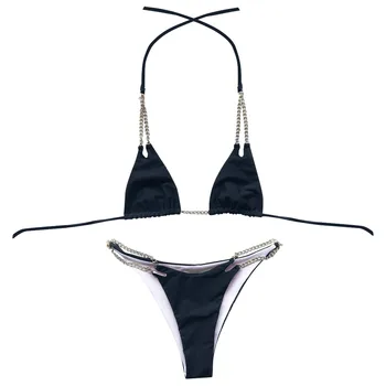 Micro grandinės bikini nustatyti, Apynasrio maudymosi kostiumėliai moterims, 2021 Tuščiaviduriai iš maudymosi kostiumėlį moteris besimaudančių dviejų dalių Aukštos sumažinti maudymosi kostiumas Naujas biquini