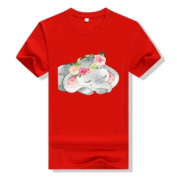 Mielas Dramblys Miega Spausdinti Šiuolaikinės Mergina T-shirt Streetwear Gražių Moterų marškiniai Laisvi O-kaklo Aukštos Kokybės Marškinėlius