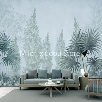Milofi užsakymą 3D tapetai, freskos ranka-dažytos Šiaurės atogrąžų miškų augalų gyvenimo kambario, miegamasis fono sienos dekoratyvinis dažymas