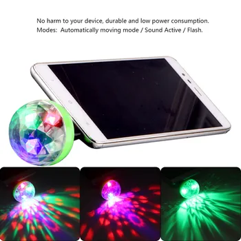 Mini USB led Šalies Žibintai Nešiojamų Kristalų Magija Kamuolys Namuose Šalis Karaoke Papuošalų Spalvinga Etape LED Disco Šviesos