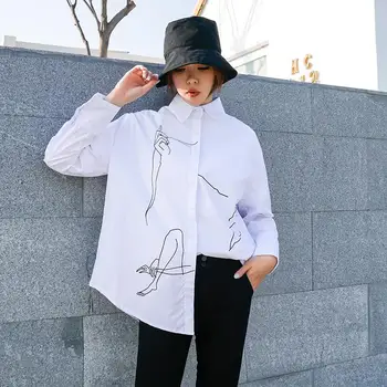 Missoov hipster prekės pavasario stiliaus palaidinės mada moterims topai ilgomis rankovėmis marškinėliai office lady prarasti blusa vetement femme naujas
