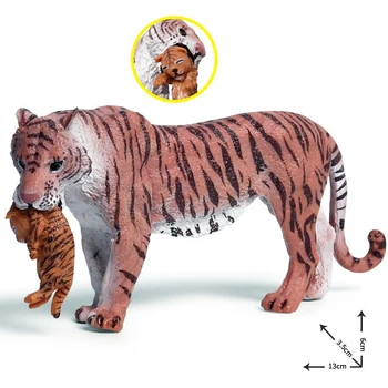 Modeliavimo Statinio Kieto Plastiko Laukinių Gyvūnų Modelio, Raudonos Didelis Tigras Kub Tigrai Nustatyti Pažinimo Žaislas