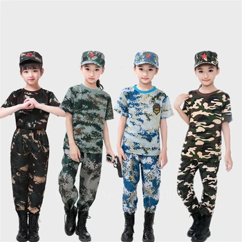Mokymo Karinės Uniformos Vaikams Lauko Taktinių Kariuomenės Kamufliažas Kostiumas Trumpomis Rankovėmis Berniukams Kovoti Su Kvėpuojantis Medžioklės Drabužių