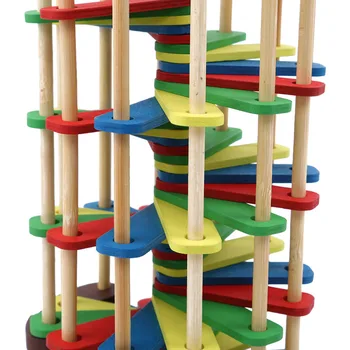 Montessori Žaislai Bloko Forma Svaras ir konstrukcijos, Medinis Bokštas Žaislas Su Plaktuku Trankyti Kamuolį nuriedėti Laiptais Žaislai-Geriausia Dovana