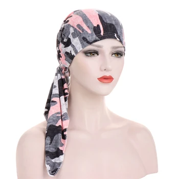 Moteriški musulmonų spausdinti vidinis hijabs bžūp Vėžio Chemo turbaną skrybėlę medvilnės turbaną bžūp galvos apdangalai arabų apvyniokite galvą skara plaukų aksesuarai