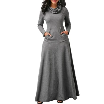 Moterys Ilgomis Rankovėmis Suknelė Didelio Dydžio Elegantiškas Ilgas, Maxi Suknelė Rudenį Šilta Golfo Moteris, Drabužių Su Pocket Plus Size Bigsweety