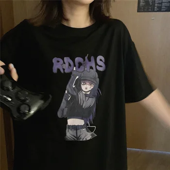 Moterų Harajuku Atspausdinta marškinėliai, drabužiai gatvės Viršuje y2k T-shirt gatvės estetinės Harajuku marškinėliai Gotikos Moterų Mielas Laiškas Marškinėlius