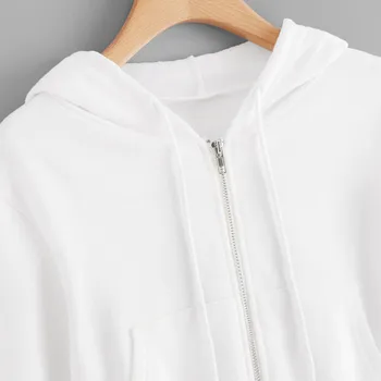 Moterų hoodies palaidinės Moterims Atsitiktinis ilgomis Rankovėmis Užtrauktukas Kišenėje Marškinėliai su Gobtuvu Palaidinukė mados palaidinukė moterų hoodies