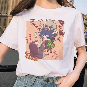Moterų Japonų Anime Demon Slayer Marškinėliai Moterims Juokingas Animacinių filmų marškinėliai Mados Grafinis Viršuje Tee Kimetsu Nr. Yaiba Kawaii T-shirt