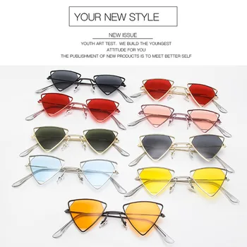 Moterų Mados korėjos Stiliaus Unisex akiniai nuo saulės moterims, Tuščiaviduriai Trikampio Rėmo PC Objektyvas Rėmeliai, saulės akiniai 9 stilių Sunglass