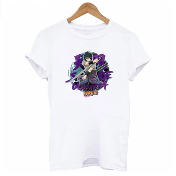 Moterų marškinėliai Naruto Uchiha Sasuke Mados Japonų Anime Juokingas Animacinių filmų T-shirt Cool Atsitiktinis Hip-Hop Top Tee Streetwear T-shirts