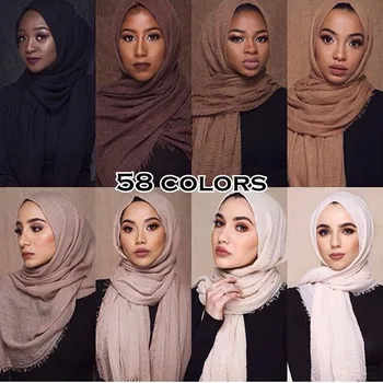 Moterų paprasto maxi hijab skara ripple šalikas raukšlių musulmonų šalikai ir skaros, kutais, ilgas wrap minkštas duslintuvo karšto pardavimo