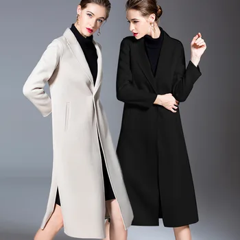 Moterų žiemos paltai juoda balta diržo dvipusis vilnos, kašmyro outwear 2019 m. rudenį plius dydis ponios mados ilgai nemokama laivas