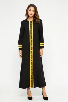 Musulmonų Moterys Dubajus Abaja Juodas Chalatas Ilgomis Rankovėmis Megztinis Musulmonų Mados Suknelės
