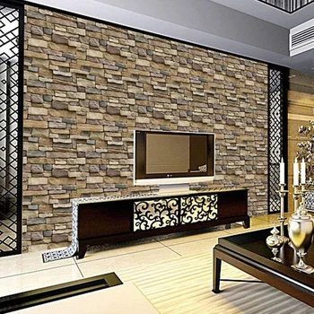 Mūrinis Tapetai, 3D Regos Akmens Tekstūra Nuimamas Vandeniui ekrano Užsklanda, Miegamojo Kambarį Apdaila 45X1000cm