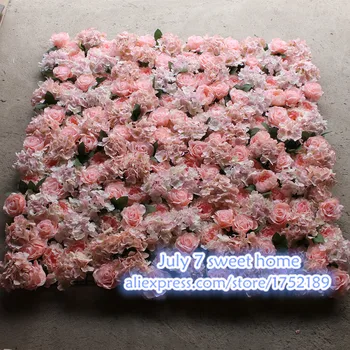Nauja Dirbtinio šilko rožinė Hydrangea rožių ir bijūnų žiedų sienos vestuvių fone, vejos/ramstis gėlių kelias veda namo 10vnt/daug