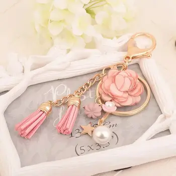 Nauja kūrybinė medžiaga gėlių perlų pakabukas mažas kutas raktų pakabukas moterų maišelį pakabukas raktų pakabukai gėlių automobilio raktų žiedas keychain