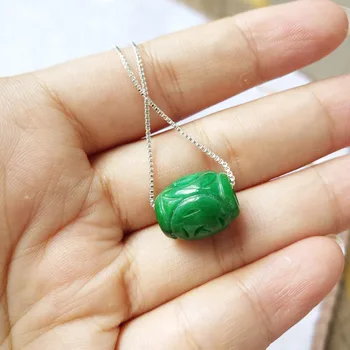 Nauja Siunta Fine Jewelry Kamieninių Green Jade Passepartout Moterims, Karoliai, Pakabučiai