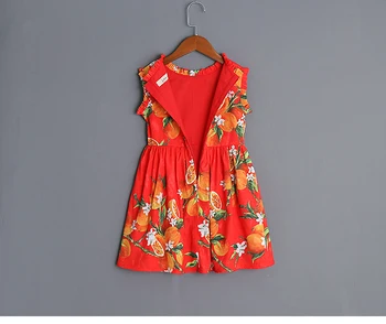 Nauja Vasaros citrinų spausdinti plisuotos rankovių sijonai šeimos kostiumą drabužių motinos ir kūdikio mergina dress vaikų mergaičių mados suknelės
